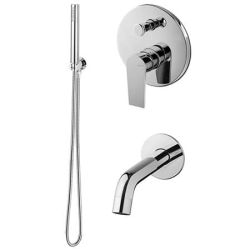 Zestaw natryskowy podtynkowy z wylewką 17 cm, słuchawką prysznicową i baterią podtynkową 2-drożna Vema Timea TIMWYL17 chrom
