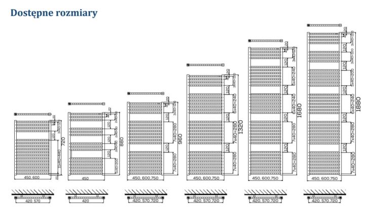 Grzejnik łazienkowy pionowy 96x60 cm Komex Evelina 20