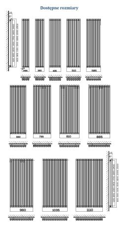 Przejdź do produktu Grzejnik pionowy, rurowy 150x66 cm Komex Wulkan pokojowo-dekoracyjny