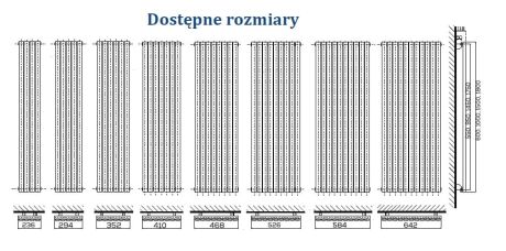 Przejdź do produktu Grzejnik pionowy, rurowy 180x23,6 cm Komex Rene pojedynczy pokojowo-dekoracyjny