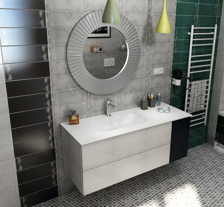 IMPALA Zlewozmywak podblatowy 588x166x355mm, Rockstone, biała matowa