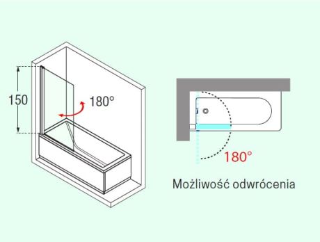 Przejdź do produktu Parawan nawannowy 75x150 cm Novellini Aurora 1 chrom AURORAN175-1K