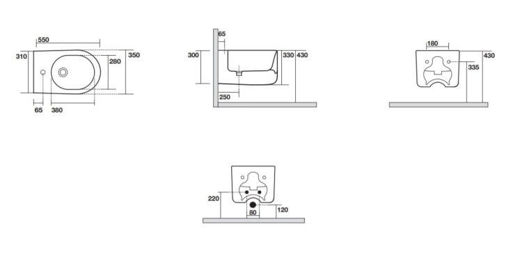 Bidet wiszący 35x55 cm czarny mat Kerasan Nolita 532531