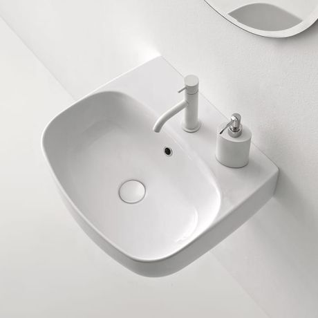 Przejdź do produktu Umywalka ceramiczna zawieszana 50x45 cm Kerasan Nolita 534001 biały połysk