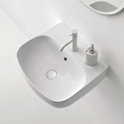 Umywalka ceramiczna nablatowa 50x45 cm Kerasan Nolita 534030 biały mat