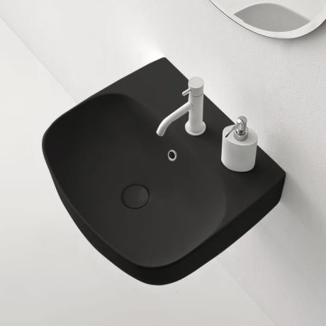 Przejdź do produktu Umywalka ceramiczna zawieszana 50x45 cm czarny mat Kerasan Nolita 534031