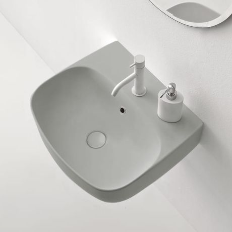 Przejdź do produktu Umywalka ceramiczna zawieszana 50x45 cm szary mat Kerasan Nolita 534059