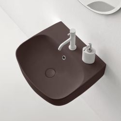 Umywalka ceramiczna nablatowa 50x45 cm burgund mat Kerasan Nolita 534075