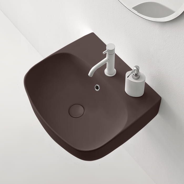 Umywalka ceramiczna nablatowa 50x45 cm burgund mat Kerasan Nolita 534075