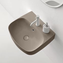 Umywalka ceramiczna nablatowa 50x45 cm jasny brąz Kerasan Nolita 534081