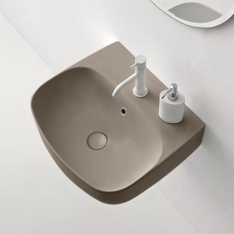 Przejdź do produktu Umywalka ceramiczna zawieszana 50x45 cm jasny brąz Kerasan Nolita 534081