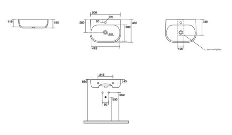 Przejdź do produktu Umywalka ceramiczna wisząca 50x45 cm brąz mat Kerasan Nolita 534088