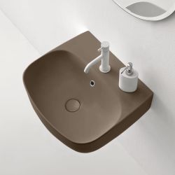 Umywalka ceramiczna nablatowa 50x45 cm brąz mat Kerasan Nolita 534088