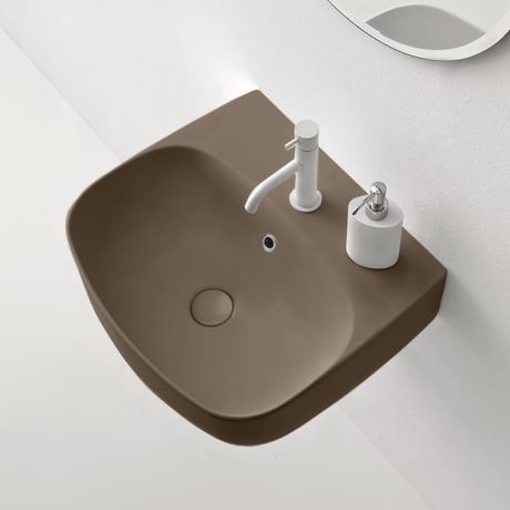 Przejdź do produktu Umywalka ceramiczna wisząca 50x45 cm brąz mat Kerasan Nolita 534088