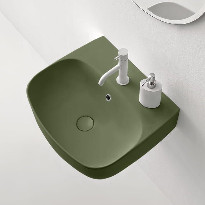 Umywalka ceramiczna nablatowa 50x45 cm zielony Kerasan Nolita 534011