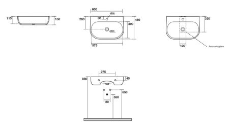 Przejdź do produktu Umywalka ceramiczna wisząca 60x45 cm czarny mat Kerasan Nolita 534131