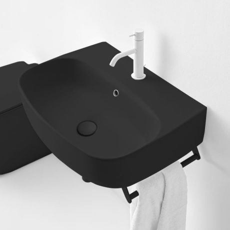 Przejdź do produktu Umywalka ceramiczna wisząca 60x45 cm czarny mat Kerasan Nolita 534131