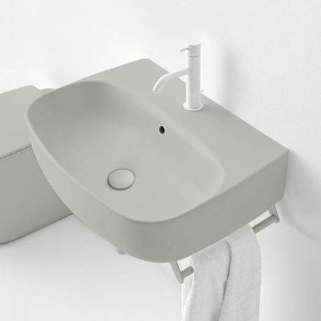 Przejdź do produktu Umywalka ceramiczna wisząca 60x45 cm szary mat Kerasan Nolita 534159