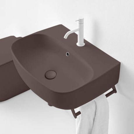 Przejdź do produktu Umywalka ceramiczna wisząca 60x45 cm burgund mat Kerasan Nolita 534175