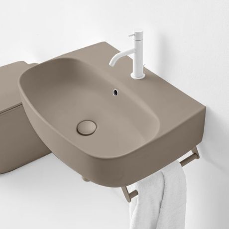 Przejdź do produktu Umywalka ceramiczna wisząca 60x45 cm jasny brąz Kerasan Nolita 534181