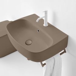 Umywalka ceramiczna wisząca 60x45 cm brąz mat Kerasan Nolita 534188