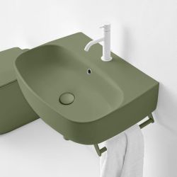 Umywalka ceramiczna wisząca 60x45 cm zielony Kerasan Nolita 534111