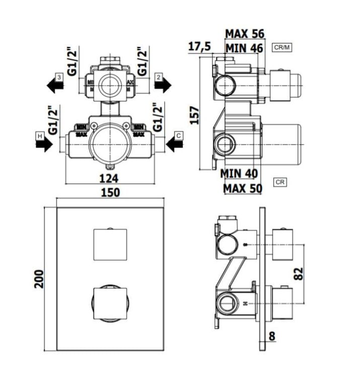 rysunek techniczny bateria termostatyczna podtynkowa Level 2 funkcyjna.JPG