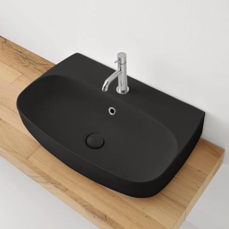 Przejdź do produktu Umywalka ceramiczna nablatowa 70x45 cm czarny mat Kerasan Nolita 534231