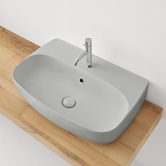 Umywalka ceramiczna nablatowa 70x45 cm szary mat Kerasan Nolita 534259