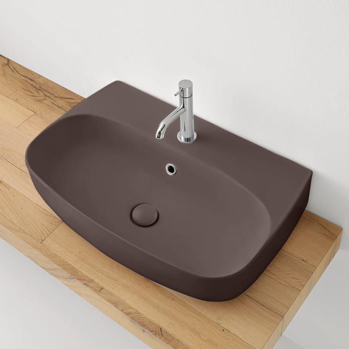 Umywalka ceramiczna nablatowa 70x45 cm burgund mat Kerasan Nolita 534275
