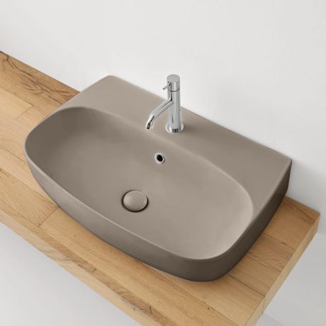 Przejdź do produktu Umywalka ceramiczna nablatowa 70x45 cm jasny brąz Kerasan Nolita 534281