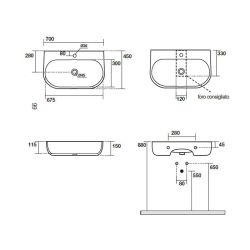 Umywalka ceramiczna nablatowa 70x45 cm Kerasan Nolita 5342