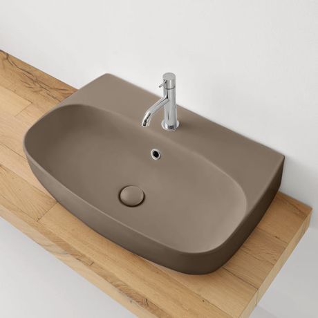 Przejdź do produktu Umywalka ceramiczna nablatowa 70x45 cm brąz mat Kerasan Nolita 534288