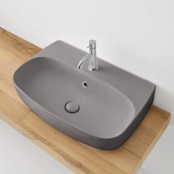 Umywalka ceramiczna nablatowa 70x45 cm ciemny szary mat Kerasan Nolita 534289
