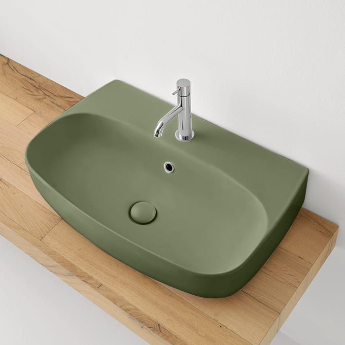 Umywalka ceramiczna nablatowa 70x45 cm zielony Kerasan Nolita 534211