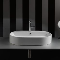 Umywalka ceramiczna nablatowa owalna 65x40 cm Kerasan Nolita 028501 biały połysk