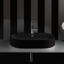 Umywalka ceramiczna nablatowa owalna 65x40 cm czarny mat Kerasan Nolita 028531