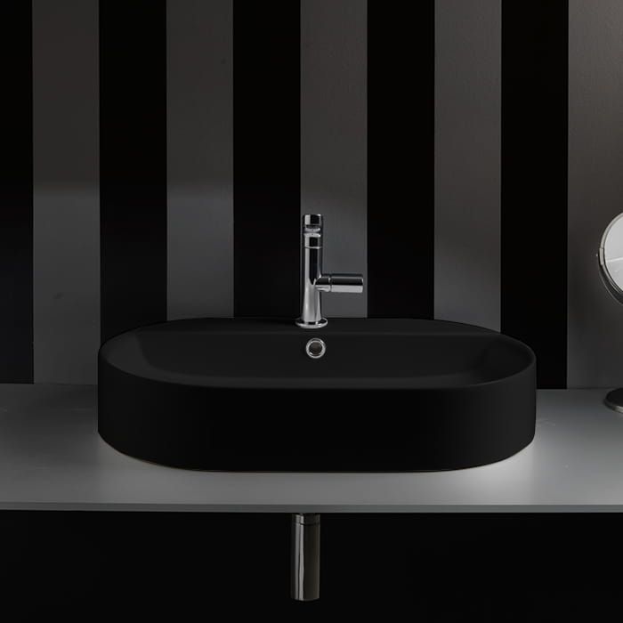 Umywalka ceramiczna nablatowa owalna 65x40 cm czarny mat Kerasan Nolita 028531