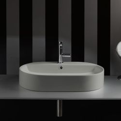 Umywalka ceramiczna nablatowa owalna 65x40 cm szary mat Kerasan Nolita 028559