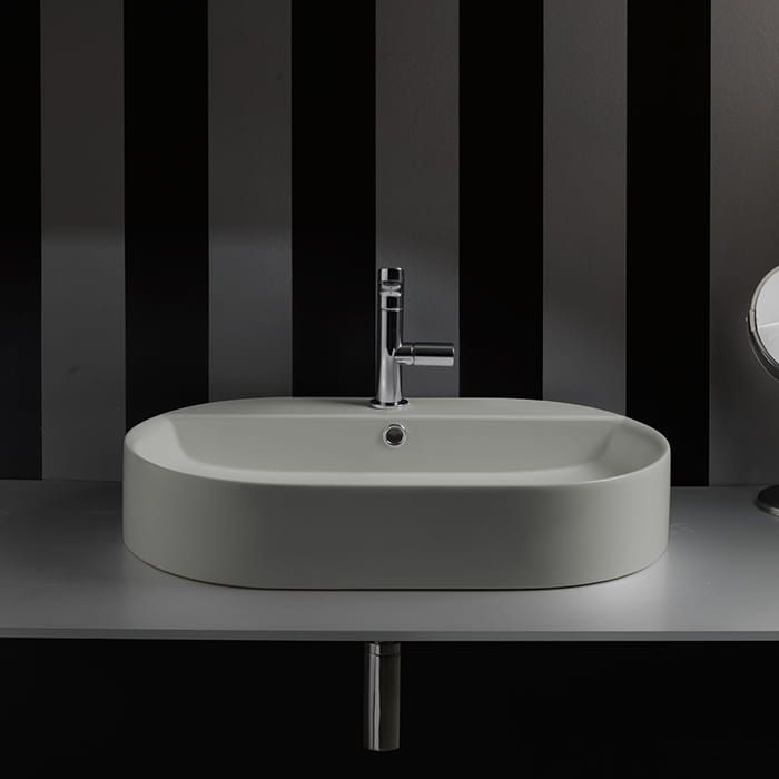 Umywalka ceramiczna nablatowa owalna 65x40 cm szary mat Kerasan Nolita 028559
