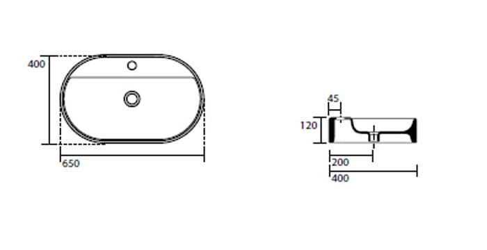 Umywalka ceramiczna nablatowa owalna 65x40 cm Kerasan Nolita 0285