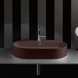 Umywalka ceramiczna nablatowa owalna 65x40 cm burgund mat Kerasan Nolita 028575