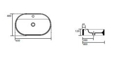 Umywalka ceramiczna nablatowa owalna 65x40 cm Kerasan Nolita 0285