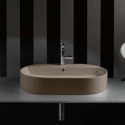 Umywalka ceramiczna nablatowa owalna 65x40 cm jasny brąz Kerasan Nolita 028581