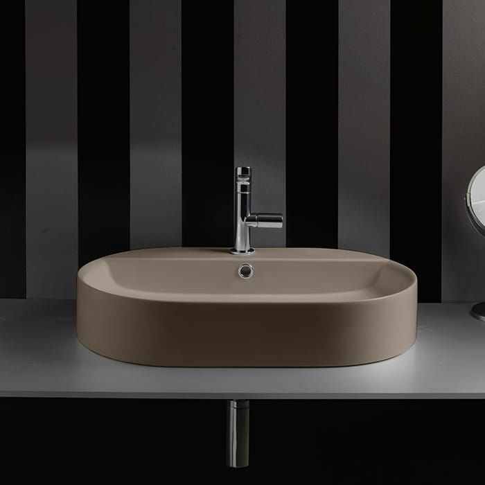 Umywalka ceramiczna nablatowa owalna 65x40 cm jasny brąz Kerasan Nolita 028581