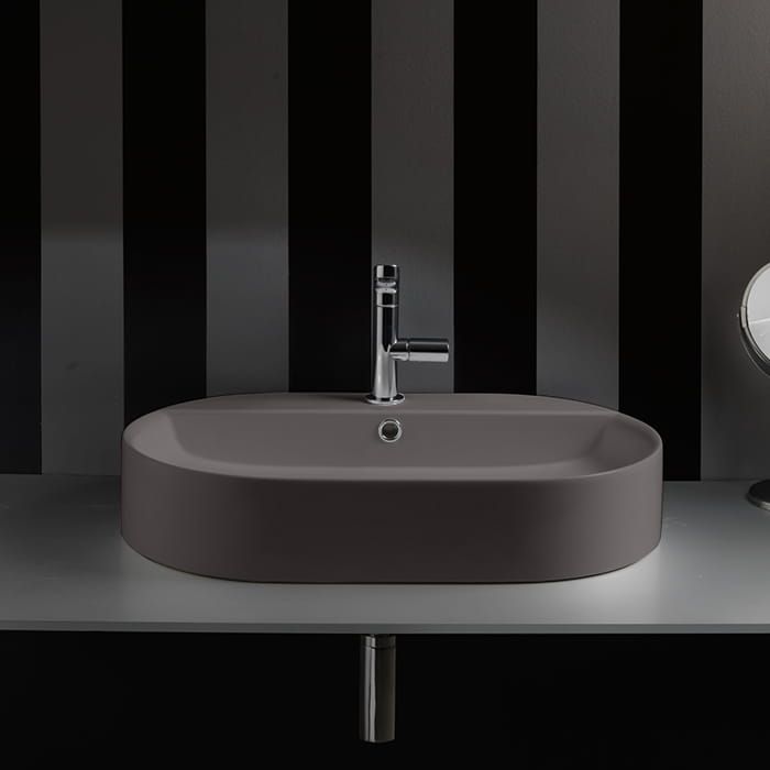 Umywalka ceramiczna nablatowa owalna 65x40 cm ciemny szary mat Kerasan Nolita 028589