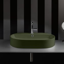 Umywalka ceramiczna nablatowa owalna 65x40 cm zielony Kerasan Nolita 028511