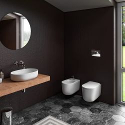 Umywalka ceramiczna nablatowa owalna 60x40 cm Kerasan Nolita 534301 biały połysk