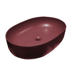 Umywalka ceramiczna nablatowa owalna 60x40 cm burgund mat Kerasan Nolita 534375