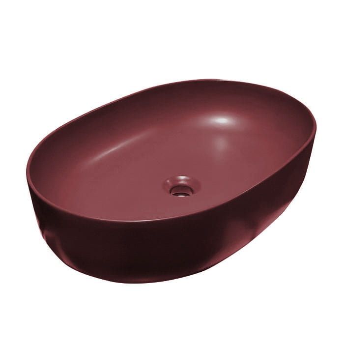 Umywalka ceramiczna nablatowa owalna 60x40 cm burgund mat Kerasan Nolita 534375